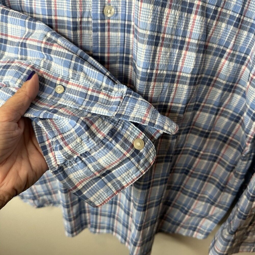 Vineyard Vines Harbor Shirt Mens L Blue Plaid Button Down Fishing Vented Outdoor - Picture 4 of 13